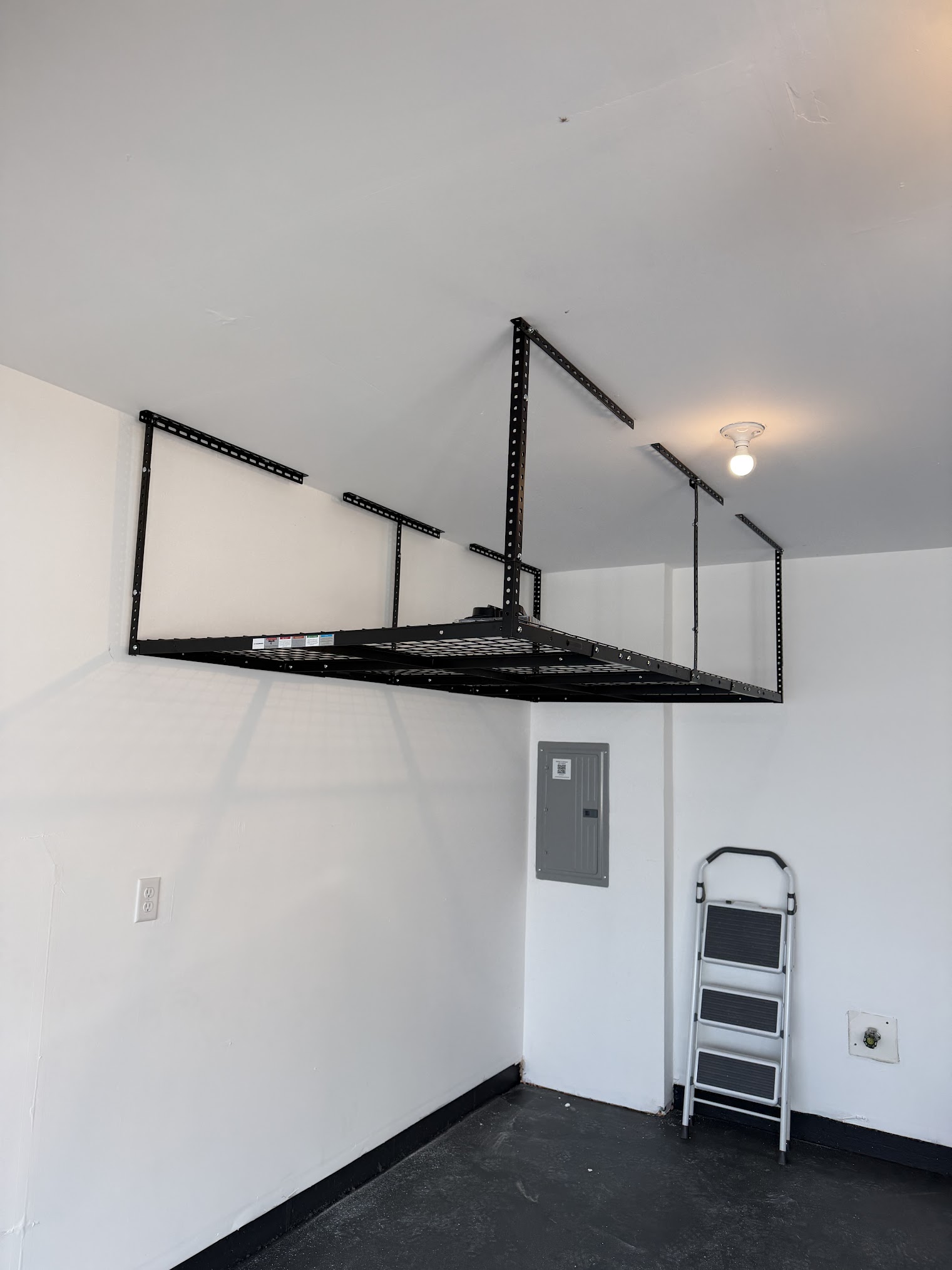 Overhead garage ceiling storage rack installation Monmouth County NJ