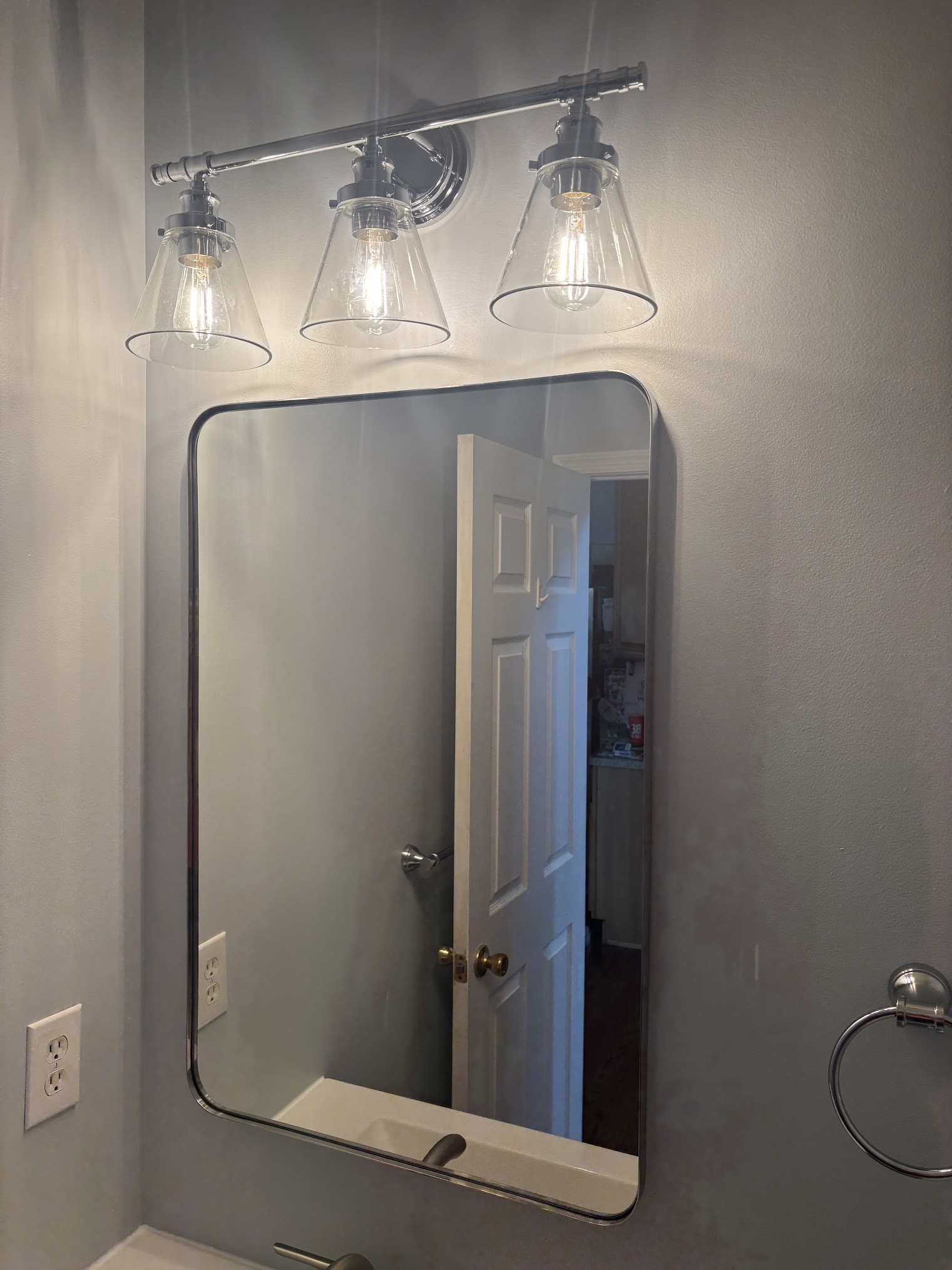 Bathroom vanity light fixture and mirror installation Monmouth County NJ